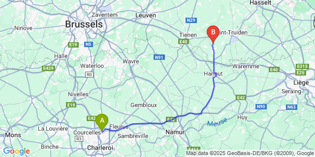 Map: Charleroi Airport Brussels South (CRL) to Neerlanden