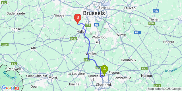 Map: Charleroi Airport Brussels South (CRL) to Oudenaken