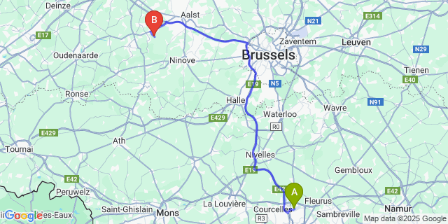 Map: Charleroi Airport Brussels South (CRL) to Ressegem