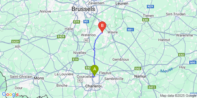 Map: Charleroi Airport Brussels South (CRL) to Rixensart