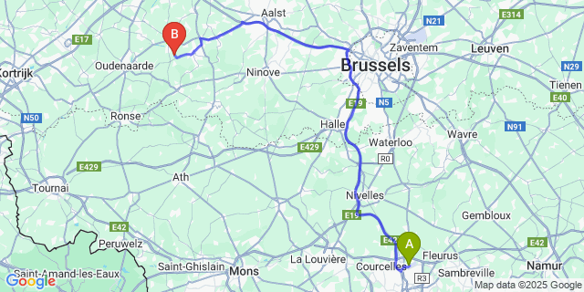 Map: Charleroi Airport Brussels South (CRL) to Roborst