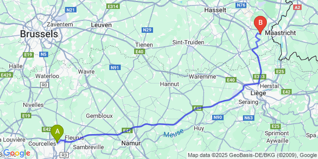 Map: Charleroi Airport Brussels South (CRL) to Rosmeer