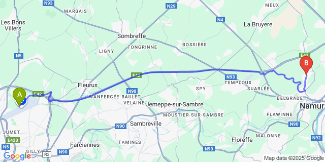 Map: Charleroi Airport Brussels South (CRL) to Saint-Marc
