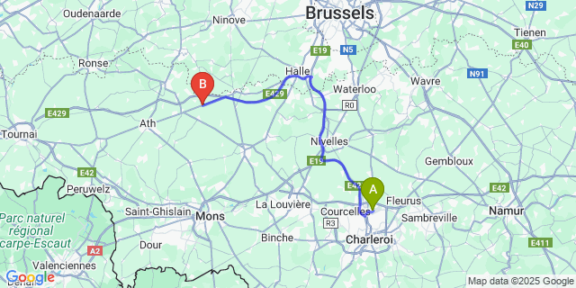 Map: Charleroi Airport Brussels South (CRL) to Silly