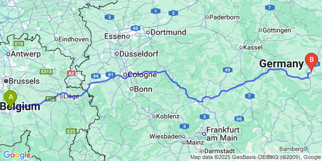 Map: Charleroi Airport Brussels South (CRL) to Sint-Kristoffel