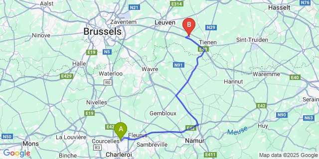 Map: Charleroi Airport Brussels South (CRL) to Vertrijk