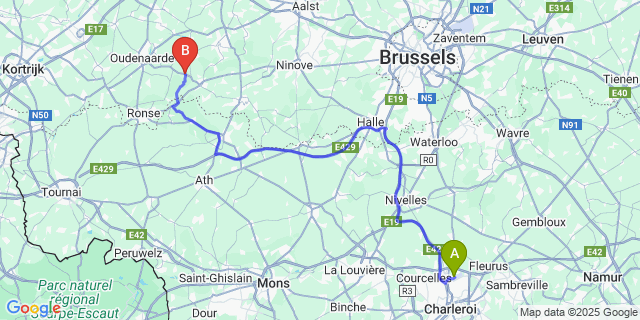 Map: Charleroi Airport Brussels South (CRL) to Zegelsem